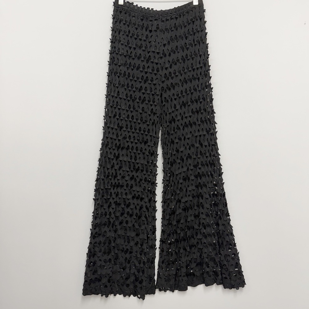 Kokomo Pants ARTSY Open Tattered Look Lined Black NWT $110.00 Size Large L